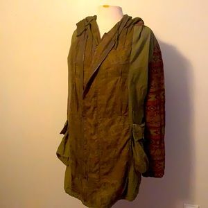 Free People olive boho cotton hoodie jacket S